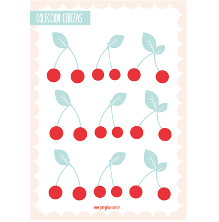 Stickers plancha Cerezas 9s 1u